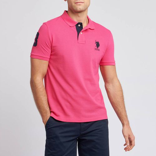 Pink Player Pique Cotton Polo Shirt - U.S. Polo Assn. - Modalova