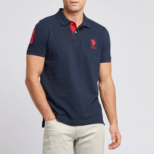 Navy Player Pique Cotton Polo Shirt - U.S. Polo Assn. - Modalova