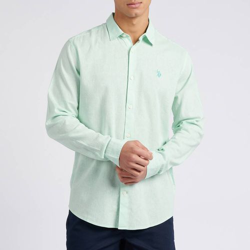 Green Long Sleeve Linen Blend Shirt - U.S. Polo Assn. - Modalova