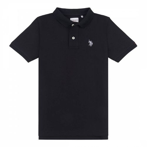 Boy's Black Pique Cotton Polo Shirt - U.S. Polo Assn. - Modalova