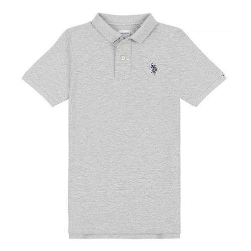 Boy's Grey Pique Cotton Polo Shirt - U.S. Polo Assn. - Modalova