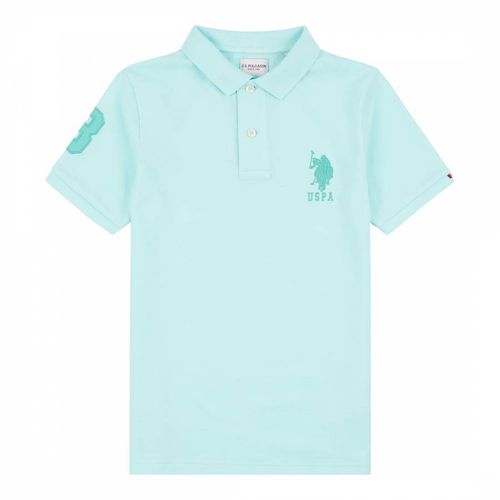 Boy's Turquoise Player Pique Cotton Polo Shirt - U.S. Polo Assn. - Modalova