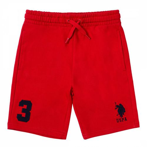 Boy's Red Cotton Jogger Shorts - U.S. Polo Assn. - Modalova
