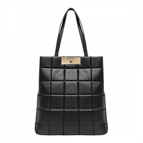 Black Leather Shopping Bag - Love Moschino - Modalova
