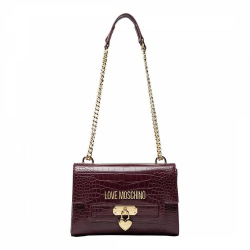 Purple Leather Shoulder Bag - Love Moschino - Modalova