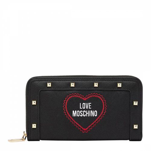 Black Leather Wallet - Love Moschino - Modalova