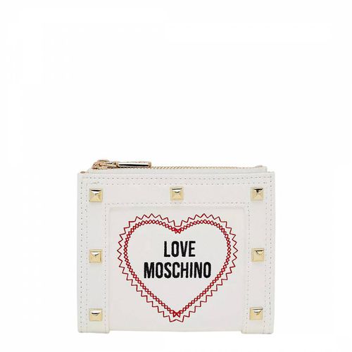 White Leather Wallet - Love Moschino - Modalova