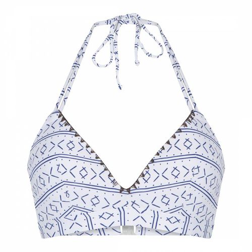 White Print Padded Triangle Bikini Top - LingaDore - Modalova