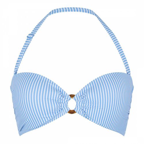 Blue Stripes Print Bandeau Bikini Top - LingaDore - Modalova