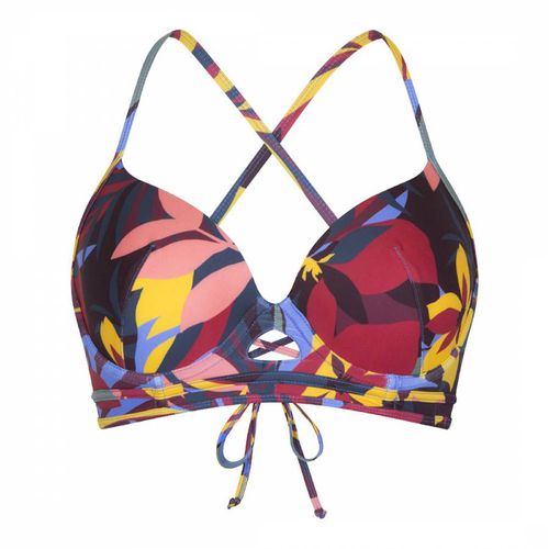 Multi Leaf Print Moulded Bikini Top - LingaDore - Modalova