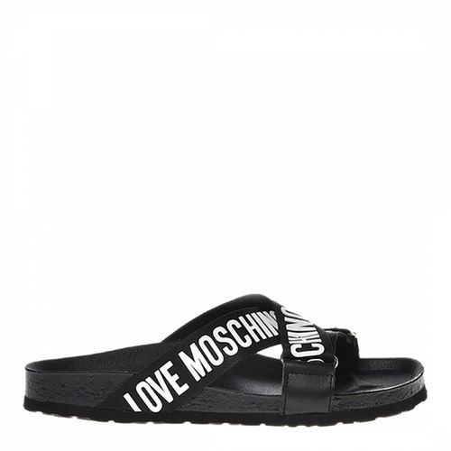 Black/White Crossover Strap Flat Sandals - Love Moschino - Modalova