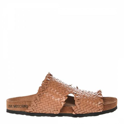 Braided Leather Strap Flat Sandals - Love Moschino - Modalova