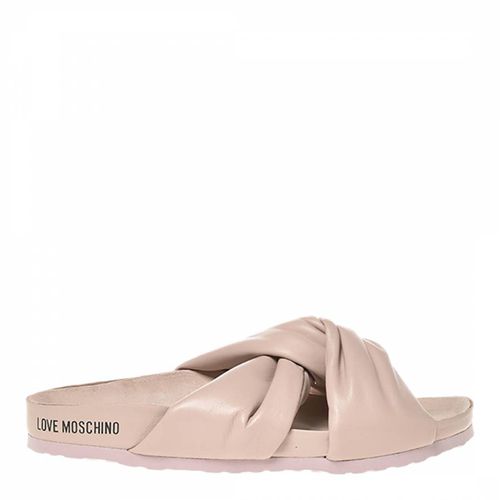 Pink Knotted Crossover Straps Flat Sandals - Love Moschino - Modalova