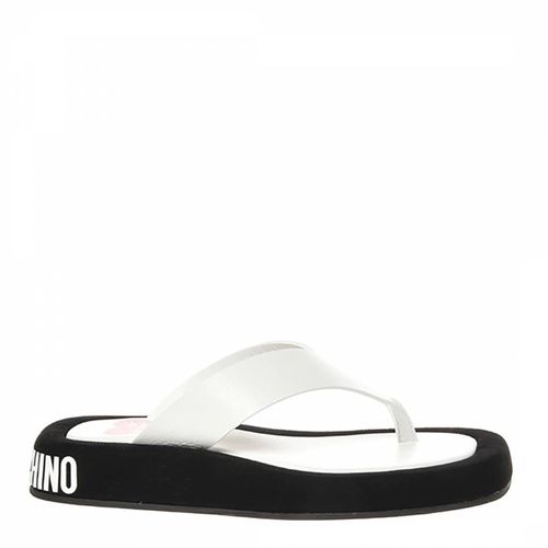 White Brand printedd Platform Flip Flops - Love Moschino - Modalova