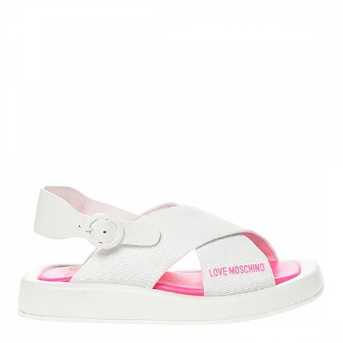 White/Pink Crossover Strap Platform Sandals - Love Moschino - Modalova