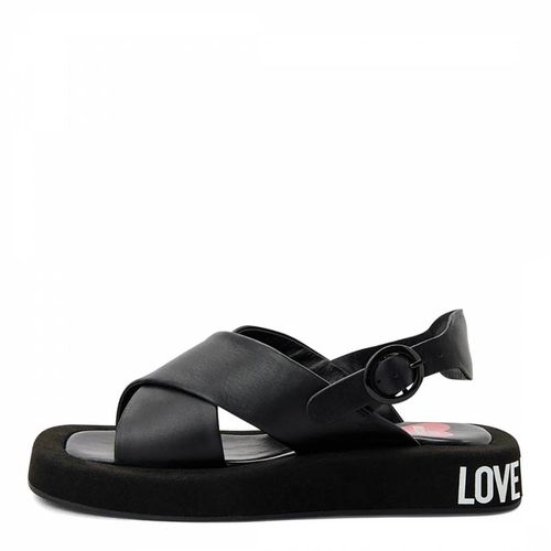 Black Crossover Strap Platform Sandals - Love Moschino - Modalova
