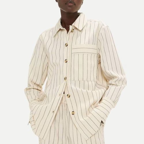 Cream Kwammie Striped Cotton Blend Overshirt - WHISTLES - Modalova