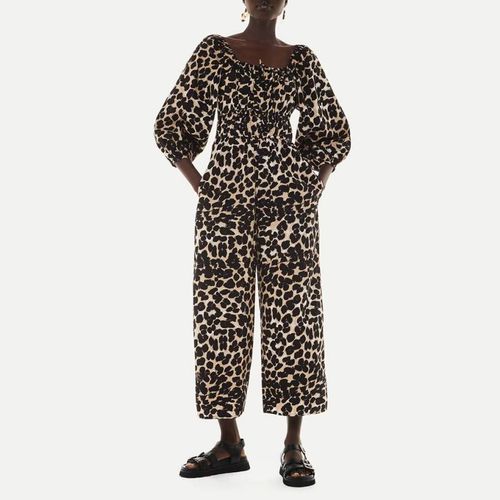 Brown Leopard Print Cotton Jumpsuit - WHISTLES - Modalova