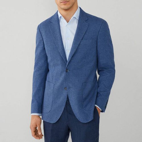 Blue Linen Blend Houndstooth Blazer - Hackett London - Modalova