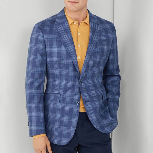 Blue Check Silk Blend Blazer - Hackett London - Modalova