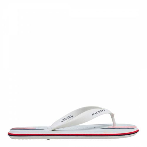 White Two Tone Striped Flip Flops - Hackett London - Modalova