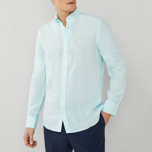 Turquoise Long Sleeve Slim Fit Linen Shirt - Hackett London - Modalova