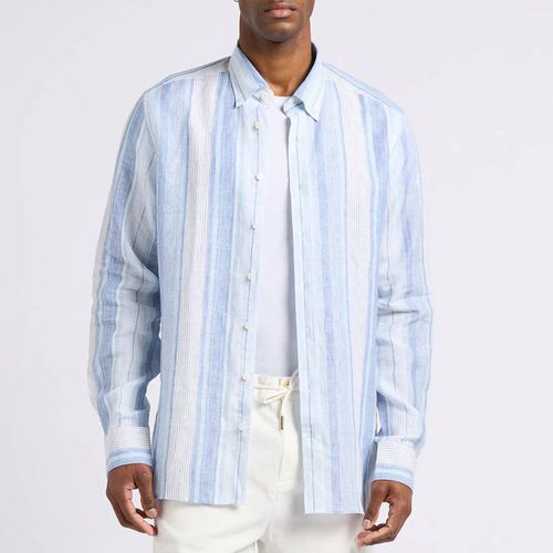 Pale Blue Striped Linen Shirts - Hackett London - Modalova