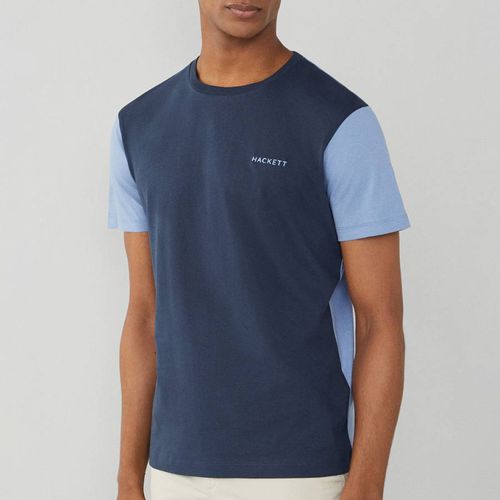 Blue Colour Block Cotton T-Shirt - Hackett London - Modalova