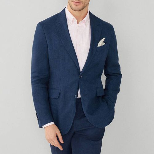 Dark Blue Classic Fit Linen Blazer - Hackett London - Modalova