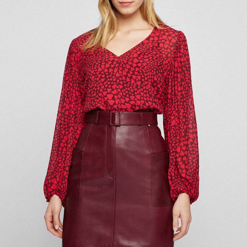 Red Ivaleno V-Neck Blouse - BOSS - Modalova