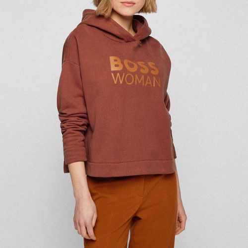 Burgundy Eshanta Cotton Hoodie - BOSS - Modalova