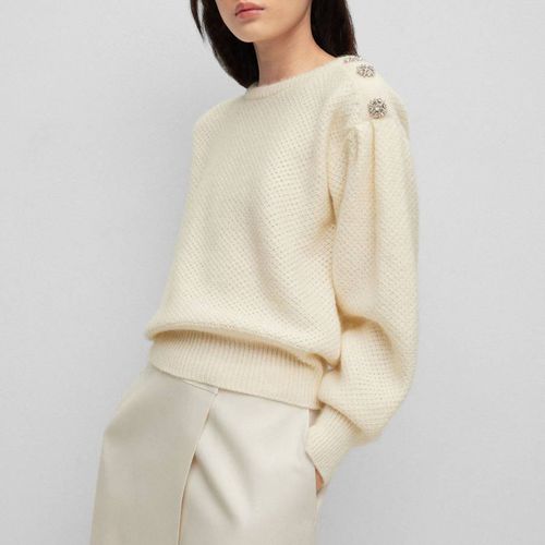 Cream Fernas Wool Blend Jumper - BOSS - Modalova