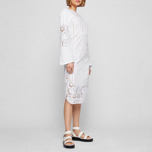 White Danouk Broderie Cotton Midi Dress - BOSS - Modalova