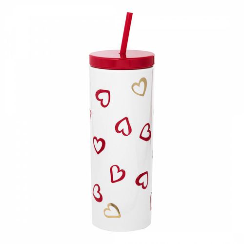 Acrylic Tumbler with Straw Brushstroke Hearts - Kate Spade - Modalova