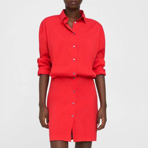Red Fitted Cotton Blend Dress - Theory - Modalova