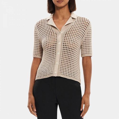 Beige Shrunken Camp Cotton Top - Theory - Modalova