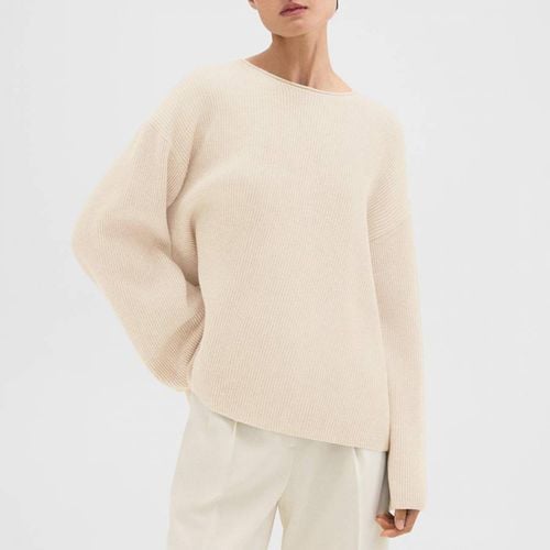 Cream Ribbed Cashmere Blend Jumper - Theory - Modalova