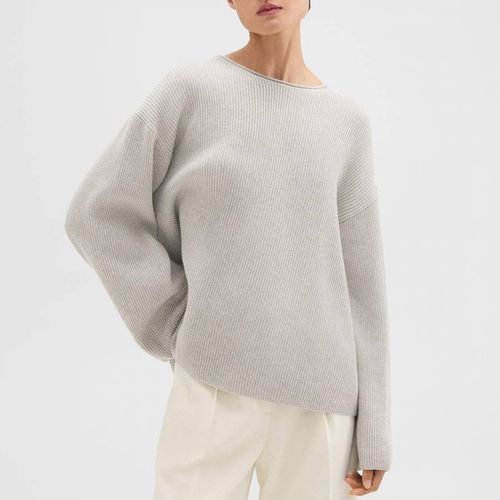 Grey Ribbed Cashmere Blend Jumper - Theory - Modalova