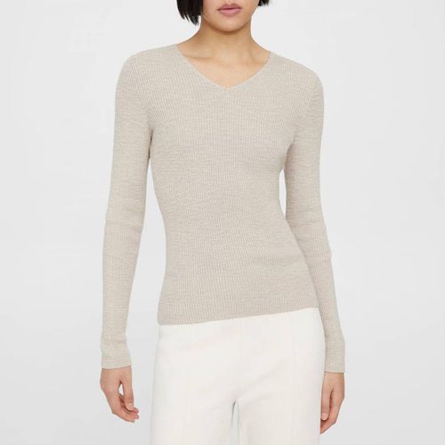 Ribbed V-Neck Cotton Blend Top - Theory - Modalova