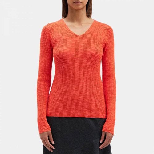 Ribbed V-Neck Cotton Blend Top - Theory - Modalova