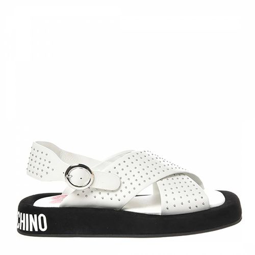 White Studded Crossover Strap Platform Sandals - Love Moschino - Modalova