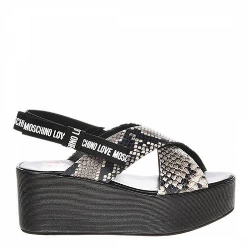 Black/Snake Print Logo Print Platform Sandals - Love Moschino - Modalova