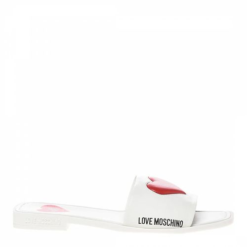 Red Logo Heart Print Flat Sandals - Love Moschino - Modalova