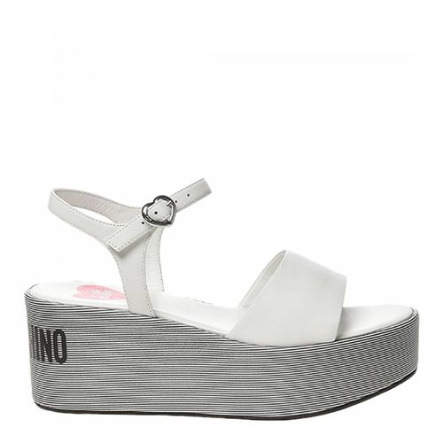 White Logo Print Platform Sandals - Love Moschino - Modalova
