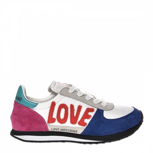 Blue/Pink Embroidered Logo Trainers - Love Moschino - Modalova