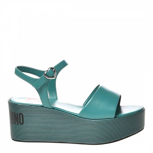 Blue Logo Print Platform Sandals - Love Moschino - Modalova