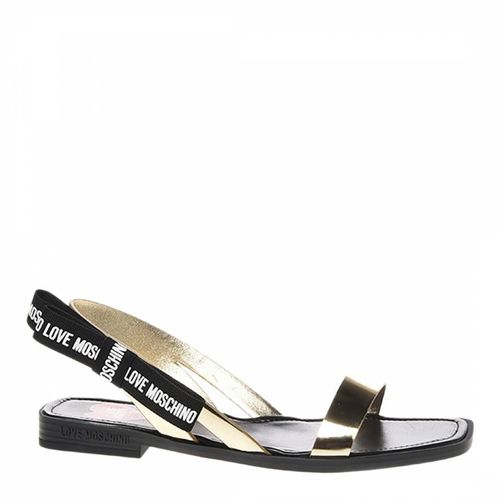 Gold Logo Print Strappy Flat Sandals - Love Moschino - Modalova