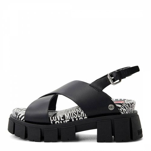 Black Logo Print Crossover Chunky Sandals - Love Moschino - Modalova