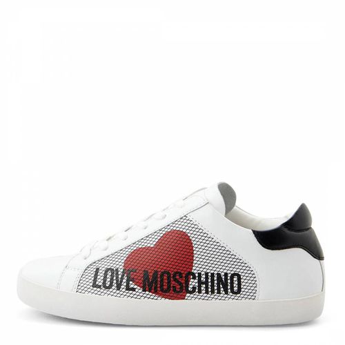 White/Red Logo Print Low Top Trainers - Love Moschino - Modalova