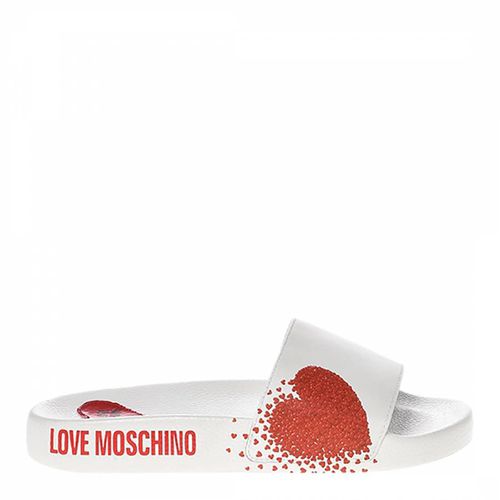 White/Red Heart Detailed Sliders - Love Moschino - Modalova